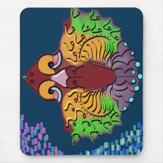 タイの文字を使った抽象的な魚の芸術的デザインのマウスパッド マウスパッド (正面)