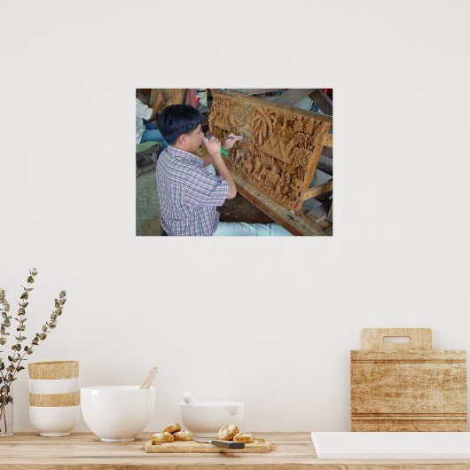 タイの木彫りチェンマイ・タイランドポスター ポスター (キッチン)