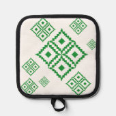 タイの模様に似た緑の正方形 鍋敷き (正面)