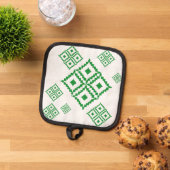 タイの模様に似た緑の正方形 鍋敷き (トップダウン)