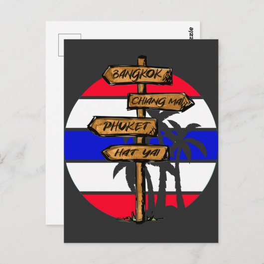 タイの目的地 – バンコクチェンマイプーケット ポストカード (正面/裏面)
