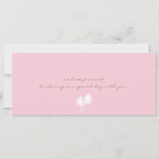 タイの結婚式へのピンクおよび黄色い搭乗券 招待状 (裏面)