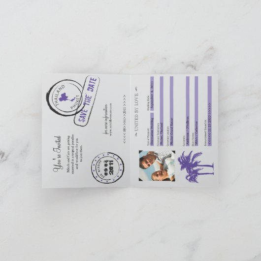 タイの結婚式パスポート招待状 招待状 (内部)