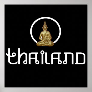 タイの金ゴールドの彫像 ポスター