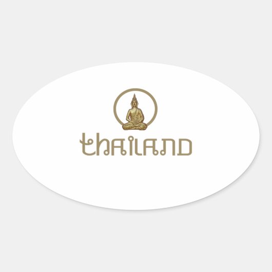 タイの金ゴールド像 楕円形シール (正面)