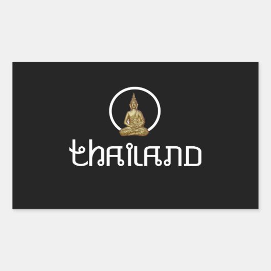 タイの金ゴールド像 長方形シール (正面)