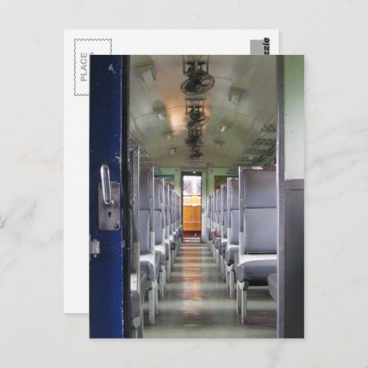 タイの電車の中で…東南アジア旅行 ポストカード (正面/裏面)