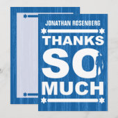 タイはっきりしたプバー（ユダヤ教の）バル・ミツバーサンキューカードイン青 サンキューカード (正面/裏面)