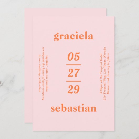 タイはっきりしたポグラフィのレインボーモダンシャーベ結婚ット 招待状 (正面/裏面)