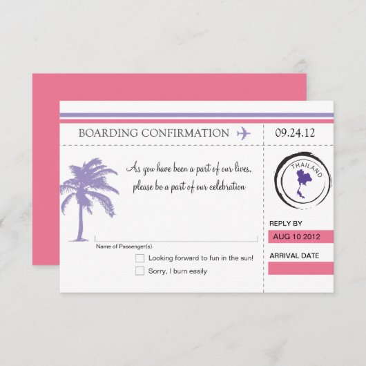 タイへの搭乗券  RSVP (正面/裏面)