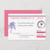 タイへ　出発便　搭乗確認のお願い 出欠カード (正面/裏面)