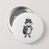 タイをつけた花婿のラクーン 缶バッジ (正面&裏面)