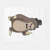 タイを締めた花婿のモグラ フリースブランケット (正面(横))