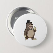 タイを締めた花婿モグラ 缶バッジ (正面&裏面)