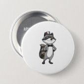 タイを締めた groom のラクーン 缶バッジ (正面&裏面)