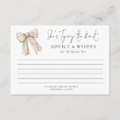 タイイングザノットクリームボウブライダルシャワーアドバイス カード (正面)