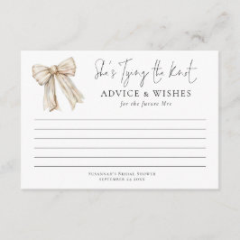 タイイングザノットクリームボウブライダルシャワーアドバイス カード