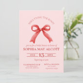 タイイングザノットコケッガーリート弓ブライダルシャワー 招待状 (スタンド正面)
