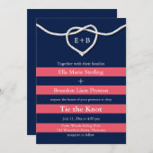 タイイングザノットコーラル&ネイビー結婚式招待状 招待状 (正面/裏面)