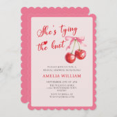 タイイングザノットシックコケットさくらんぼブライダルシャワー 招待状 (正面/裏面)