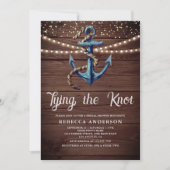 タイイングザノットネイビーブルーいかりブライダルシャワー 招待状 (正面)