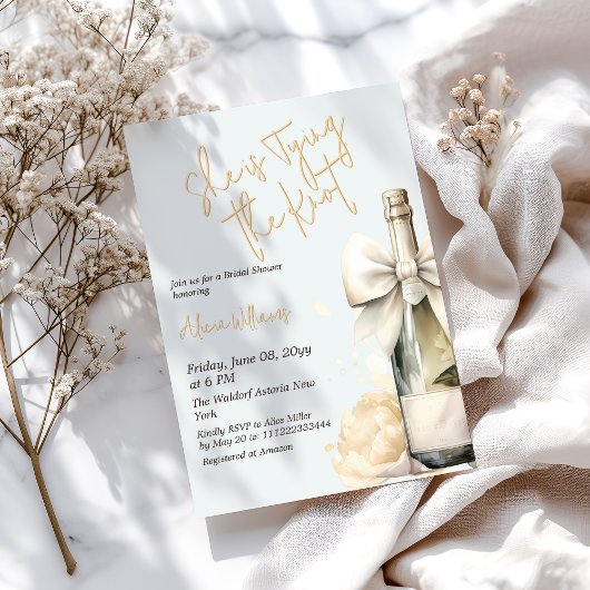 タイイングザノットバターイエローボウブライダルシャワー 招待状