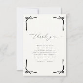 タイイングザノットブラックボウアイボリーブライダルシャワー サンキューカード (正面)