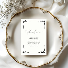 タイイングザノットブラックボウアイボリーブライダルシャワー サンキューカード