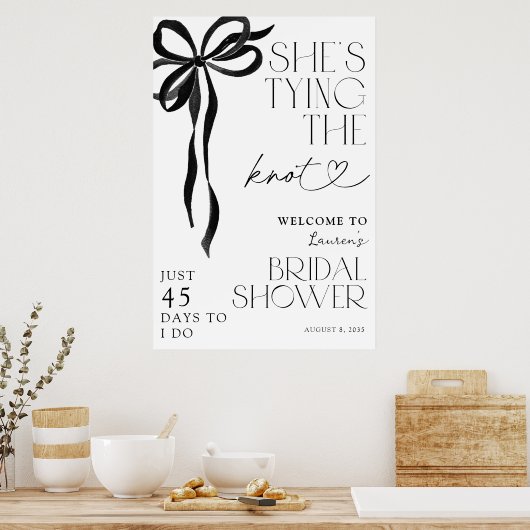 タイイングザノットブラックボウブライダルシャワーウェルカム ポスター (キッチン)