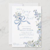 タイイングザノットブルーフローラブライダルシャワー 招待状 (正面)