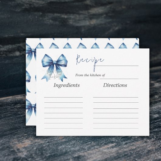 タイイングザノットブルーボウブライダルシャワーゲームレシピ ノートカード