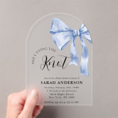 タイイングザノットブルー弓ブライダルシャワー アクリル招待状 (インサイチュ (ポータブル))