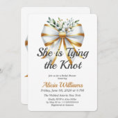 タイイングザノットホワイトボウフローラブライダルシャワー 招待状 (正面/裏面)