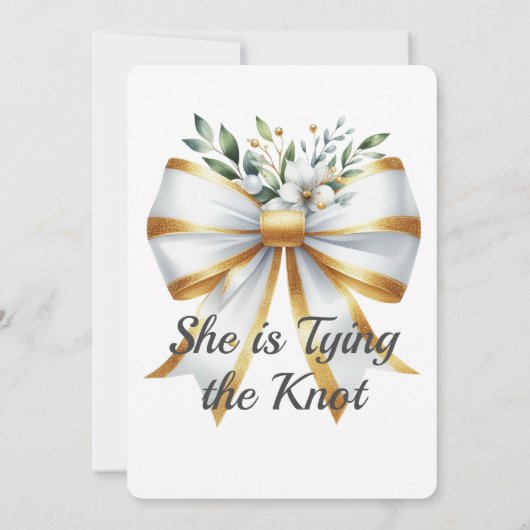 タイイングザノットホワイトボウフローラブライダルシャワー 招待状 (裏面)