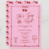 タイイングザノットボウさくらんぼレッドブライダルシャワー 招待状