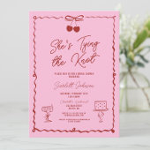 タイイングザノットボウさくらんぼレッドブライダルシャワー 招待状