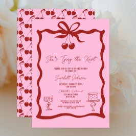 タイイングザノットボウさくらんぼレッドブライダルシャワー 招待状
