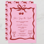 タイイングザノットボウさくらんぼレッドブライダルシャワー 招待状