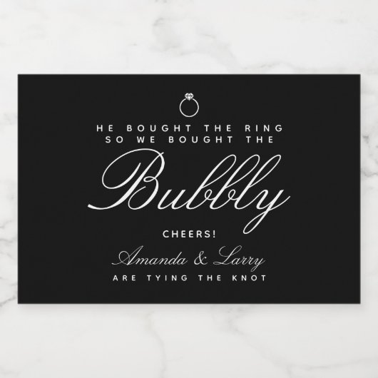 タイイングザノット婚約ミニワきらめくインラベ スパークリングワインラベル (シングルラベル)