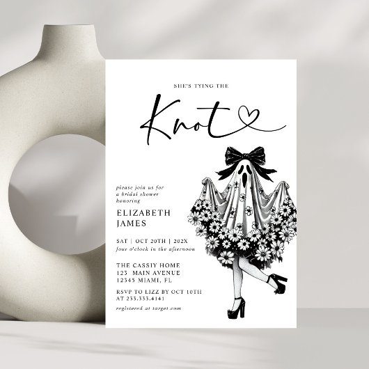 タイイングザノット幽霊フローラブライダルシャワー 招待状