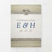 タイイングザノット素朴ビーチ結婚式スイート 三つ折り招待状 (カバー)