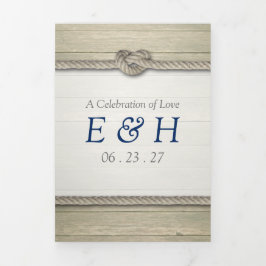 タイイングザノット素朴ビーチ結婚式スイート 三つ折り招待状