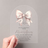 タイイングザノット赤面ピンクボウブライダルシャワー アクリル招待状 (インサイチュ (ポータブル))