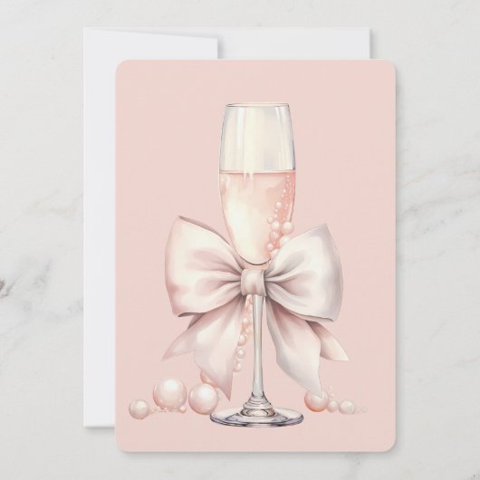 タイイングザノット赤面ピンクボウブライダルシャワー 招待状 (裏面)