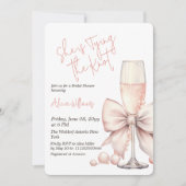 タイイングザノット赤面ピンクボウブライダルシャワー 招待状 (正面)