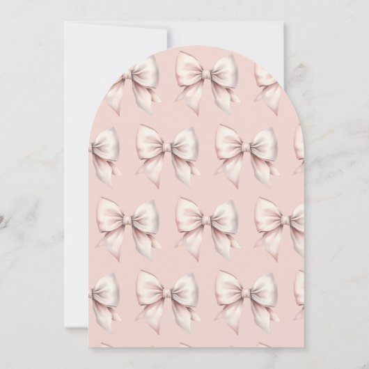 タイイングザノット赤面ピンクボウブライダルシャワー 招待状 (裏面)