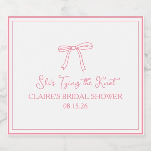 "タイイングザノット"かわいいおもしろいボウブライダルシャワー カスタム スパークリングワインラベル (シングルラベル)