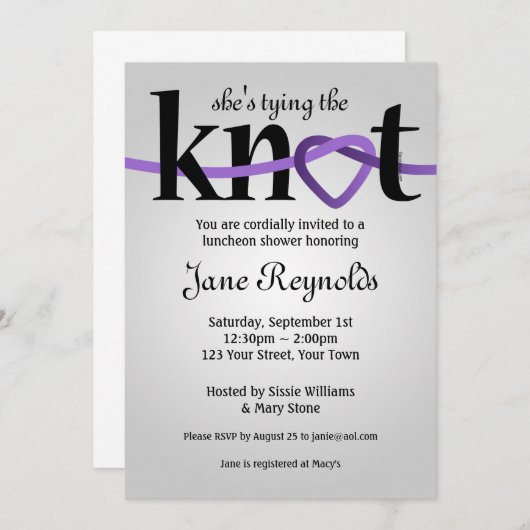 タイイングザノット(PUR)ウェディングシャワー招待状 招待状 (正面/裏面)