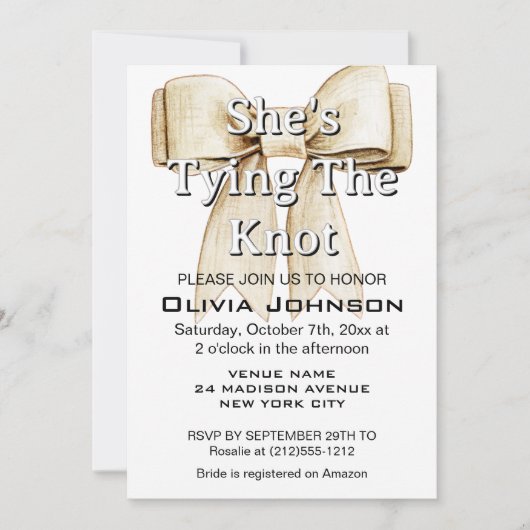 タイイングノットリネンボウブライダルシャワー 招待状 (正面)