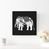 タイエラワンホワイトゾウ スクエア壁時計 (ホーム)